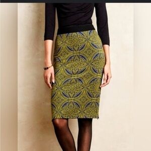 Maeve Green and Blue medallion Embellished Pencil Skirt by anthropologie
